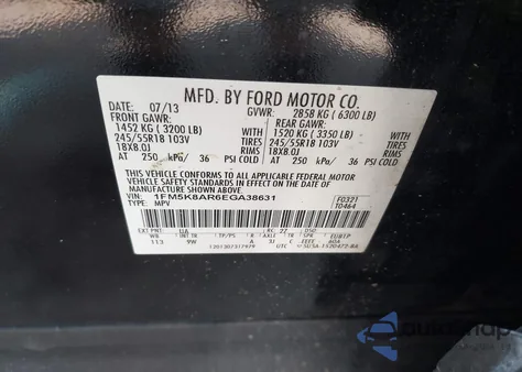 2014 Ford Police Interceptor z USA, uszkodzony, nr VIN 1FM5K8AR6EGA38631